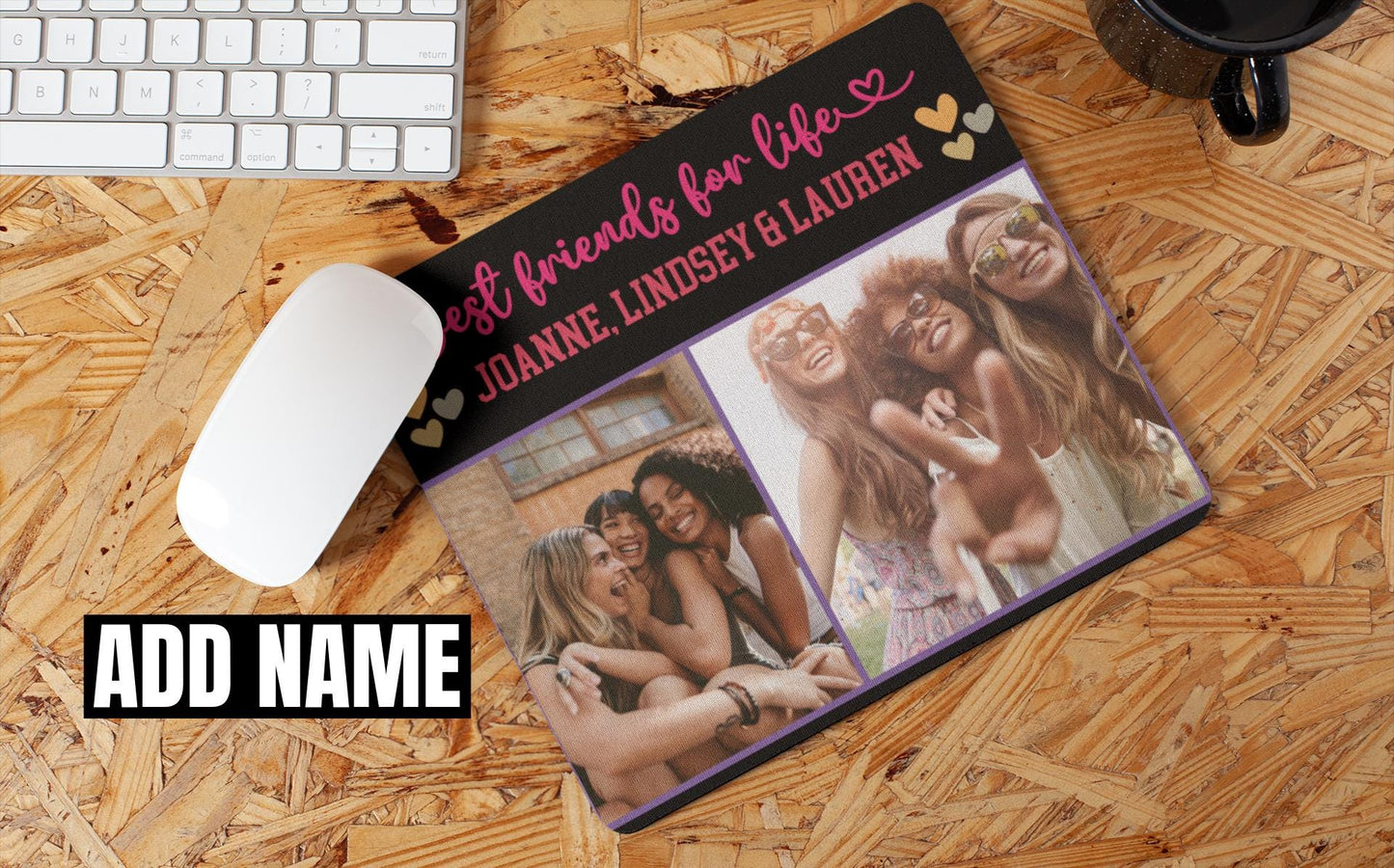 Custom Best Friend Non-Slip Mouse Pad Add Photo | Personalized Bestie Desk Accessory | Unique Christmas Birthday Festive gift for Bestfriend