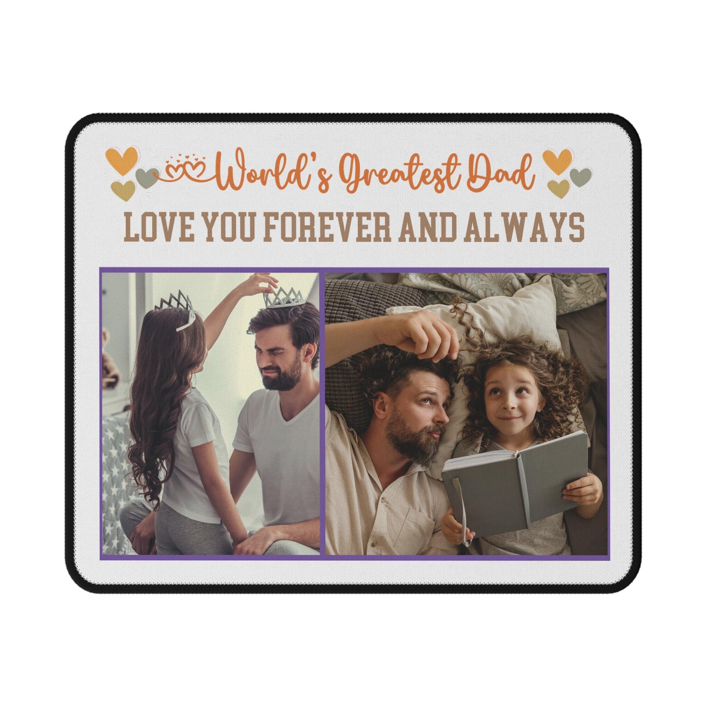 Custom Dad Non-Slip Mouse Pad Add Photo | Personalized Daddy Desk Accessory | Unique Dad Christmas Birthday Festive gift for Father's day