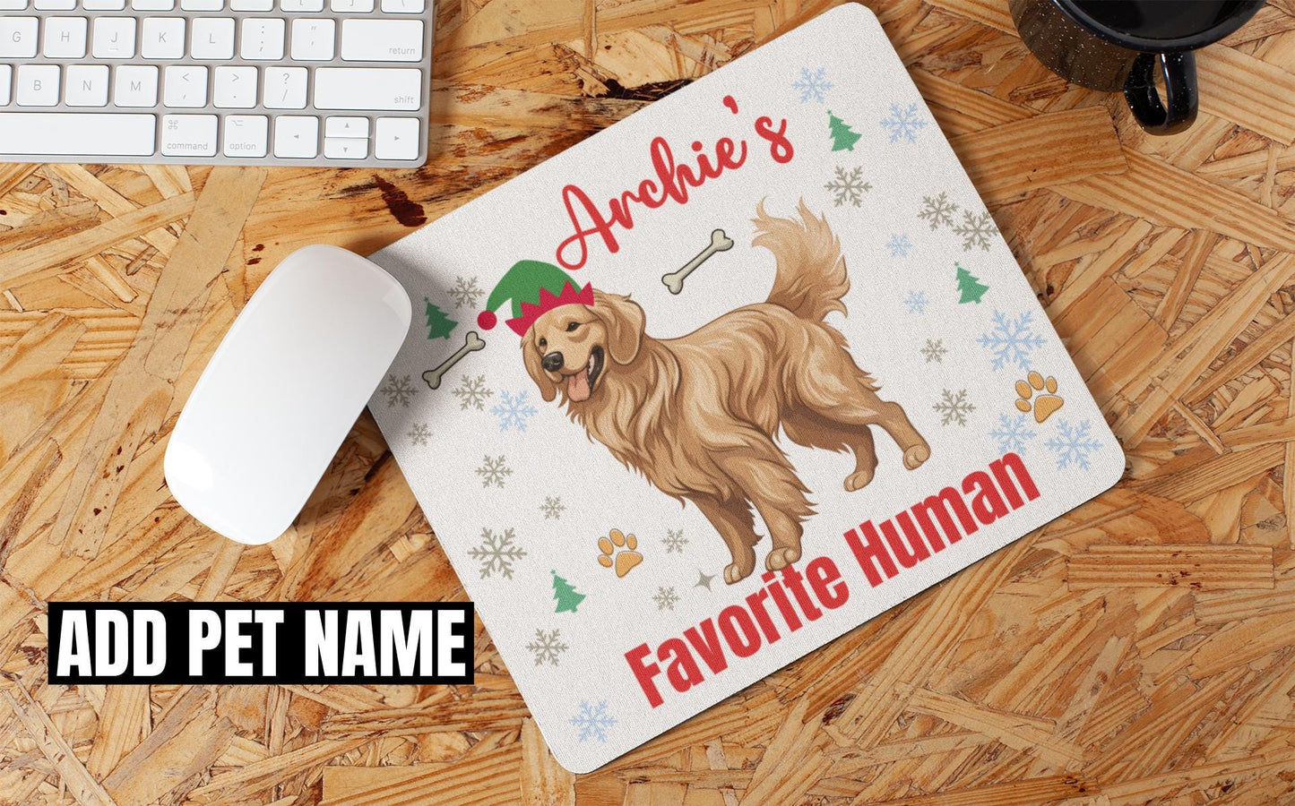 Custom Non-Slip Mouse Pad Golden Retriever Dog name Personalized Gift for Golden Retriever Owner for Birthday Winter Christmas Dog Mom Dad