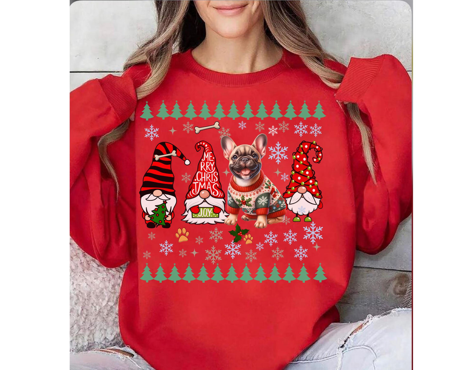 French Bulldog Christmas Unisex T-Shirt for Dog Lovers - Hoodie and Sweatshirt Options