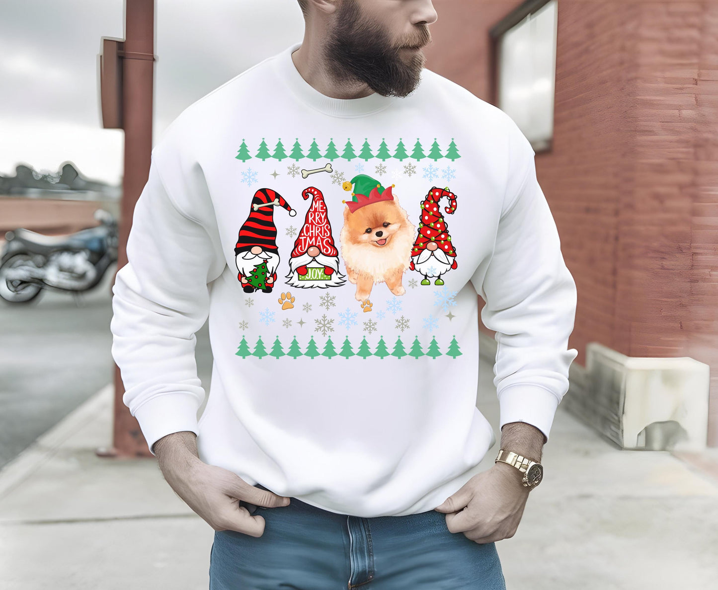 Festive Pomeranian Dog Christmas Tee - Holiday Xmas Unisex Sweatshirt Hoodie for Dog Lovers