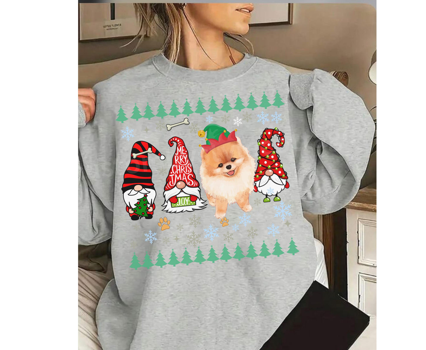 Festive Pomeranian Dog Christmas Tee - Holiday Xmas Unisex Sweatshirt Hoodie for Dog Lovers