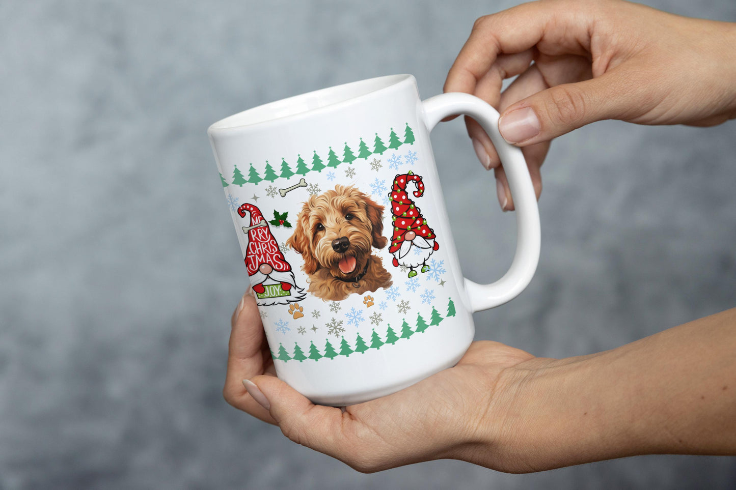 Festive Golden Doodle Christmas Mug Cute Holiday Dog Lover Ceramic Coffee Mugs Xmas Gift for Dog Owner Christmas Golden Doodle Dog Owner Mug