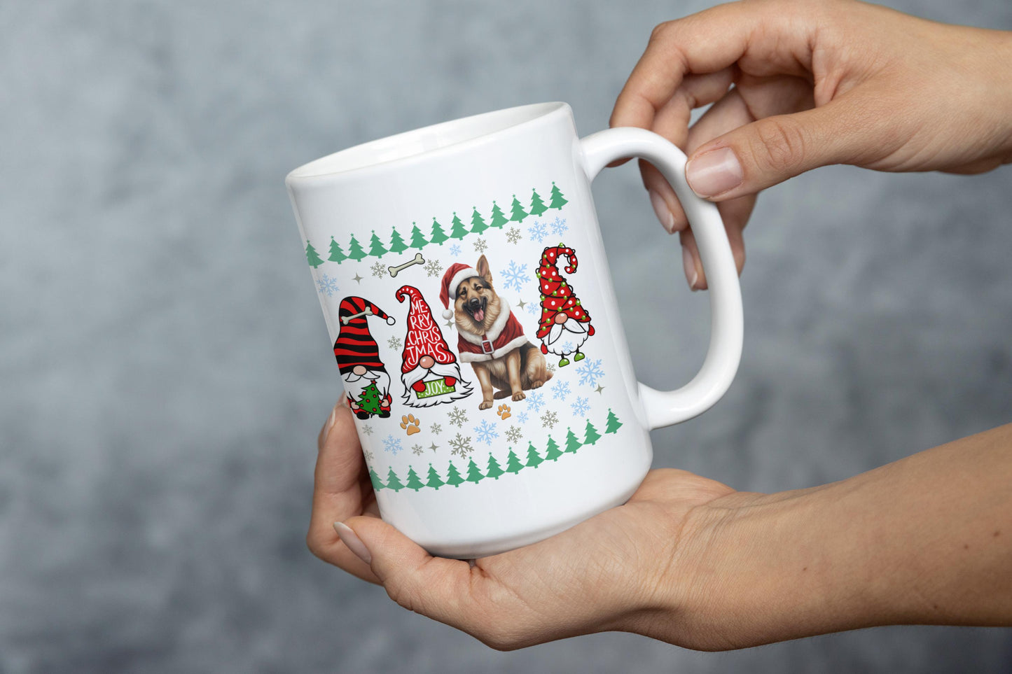 Festive German Shepherd Christmas Mug Cute Holiday Dog Lover Ceramic Coffee Mugs Xmas Gift for  Dog Owner Christmas German Shepherd Mug gift