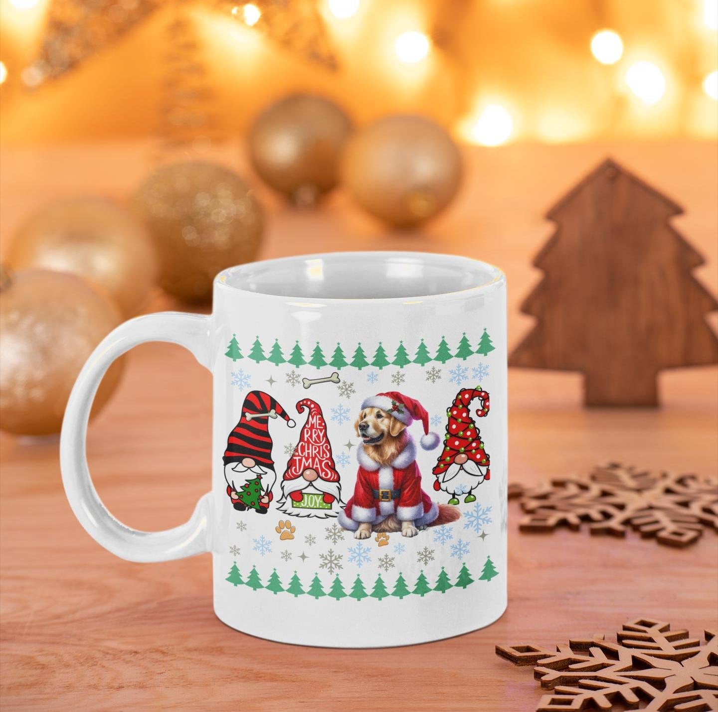 Festive Golden retriever Christmas Mug Holiday Dog Lover Ceramic Coffee Mug Xmas Gift for  Dog Owner Christmas Golden retriever Mug gifts