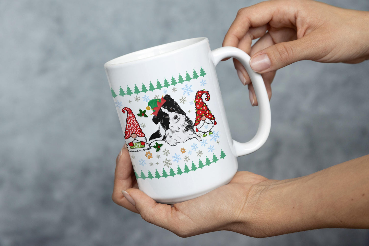 Festive Border Collie Christmas Mug Cute Holiday Dog Lover Ceramic Coffee Mugs Xmas Gift for Dog Owner Christmas Border Collie Dog Owner Mug