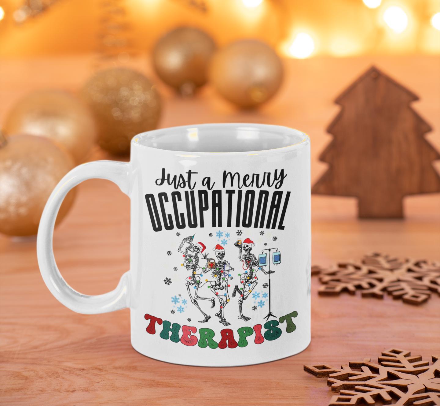 Merry Occupational Therapist Coffee Mug | Funny Christmas Gift for OTs | Holiday Occupational Therapy Coffee Cup | OT Christmas Mug Present