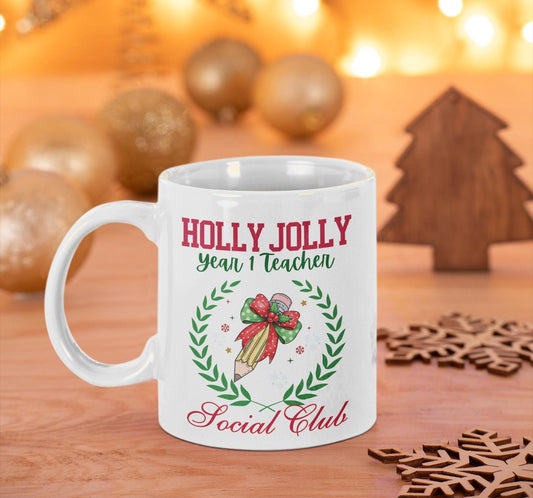 Custom Teacher Christmas mug Add any Year 1 2 3 4 5 6 Personalize Year Christmas Holiday Mug Christmas Gift | Unique Teacher Party Mug gifts