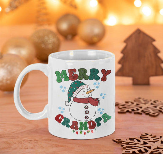 Merry Grandpa Christmas Coffee Mug | Retro Grandpa Xmas Mug | Funny & Heartfelt Christmas Gift for Grandpa | Unique Grandfather Coffee Cup