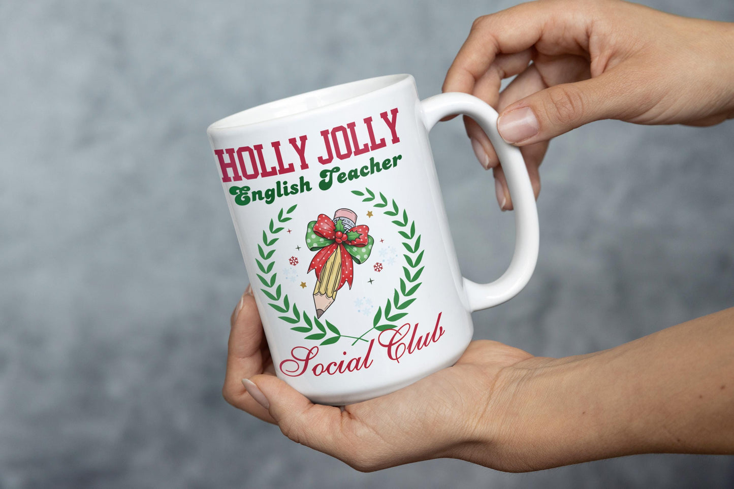 English Teacher Christmas Mug | Personalized Holiday mug Gift for English Teachers | Festive English Mug | Teacher Appreciation Coffee Cup