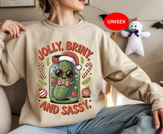 Funny Pickle Unisex Xmas Tee Sweatshirt for Men Women - Retro Pickle Themed Christmas Shirts -