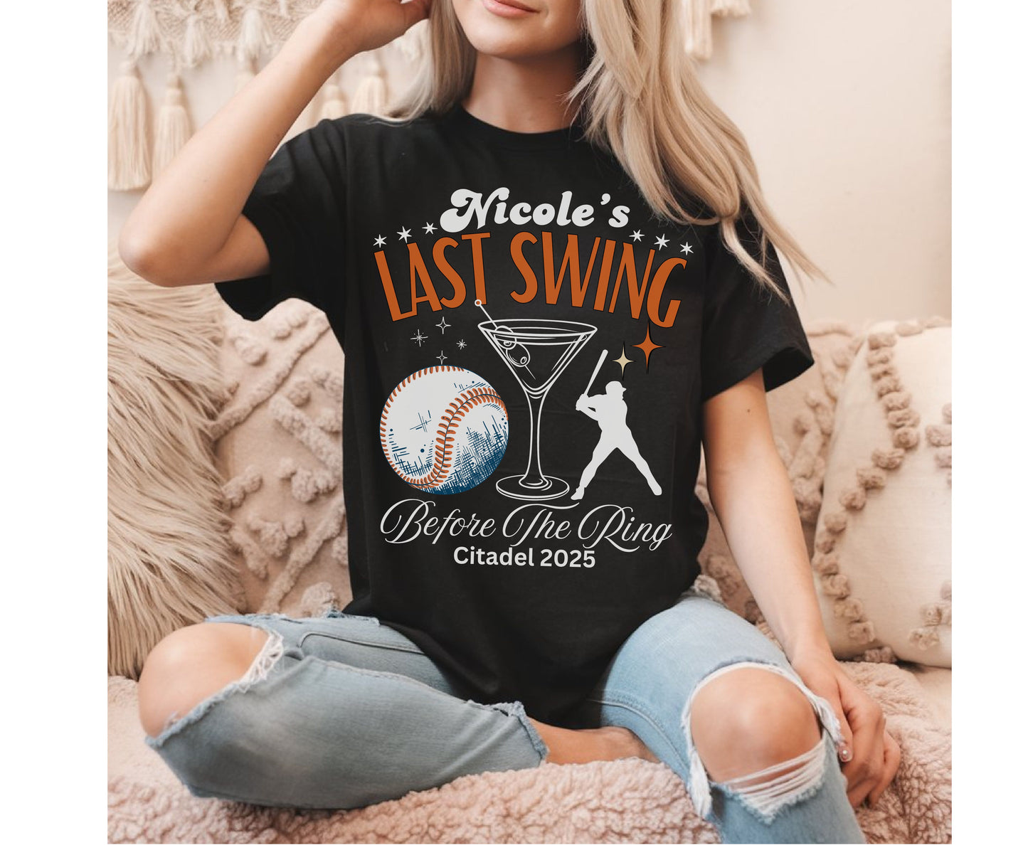 Custom Last Swing game day baseball themed Unisex Bachelorette Sweatshirt Tshirt