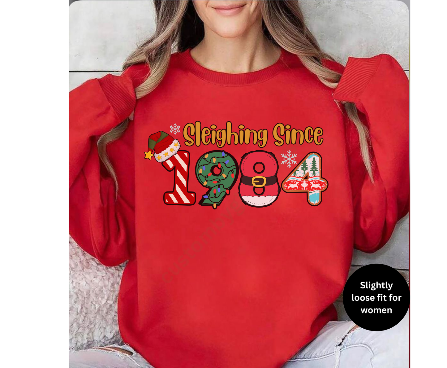 Sleighing since 1984 Festive Christmas Shirt for Men Women 40th Birthday Gifts for Her 40th Birthday 1985 Christmas Tees Sweatshirt Hoodie