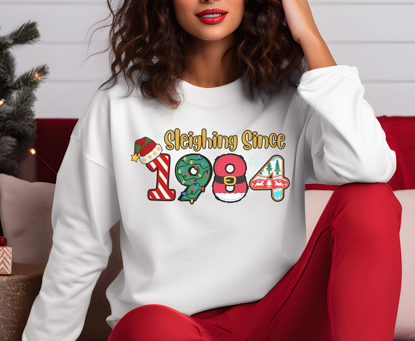 Sleighing since 1984 Festive Christmas Shirt for Men Women 40th Birthday Gifts for Her 40th Birthday 1985 Christmas Tees Sweatshirt Hoodie