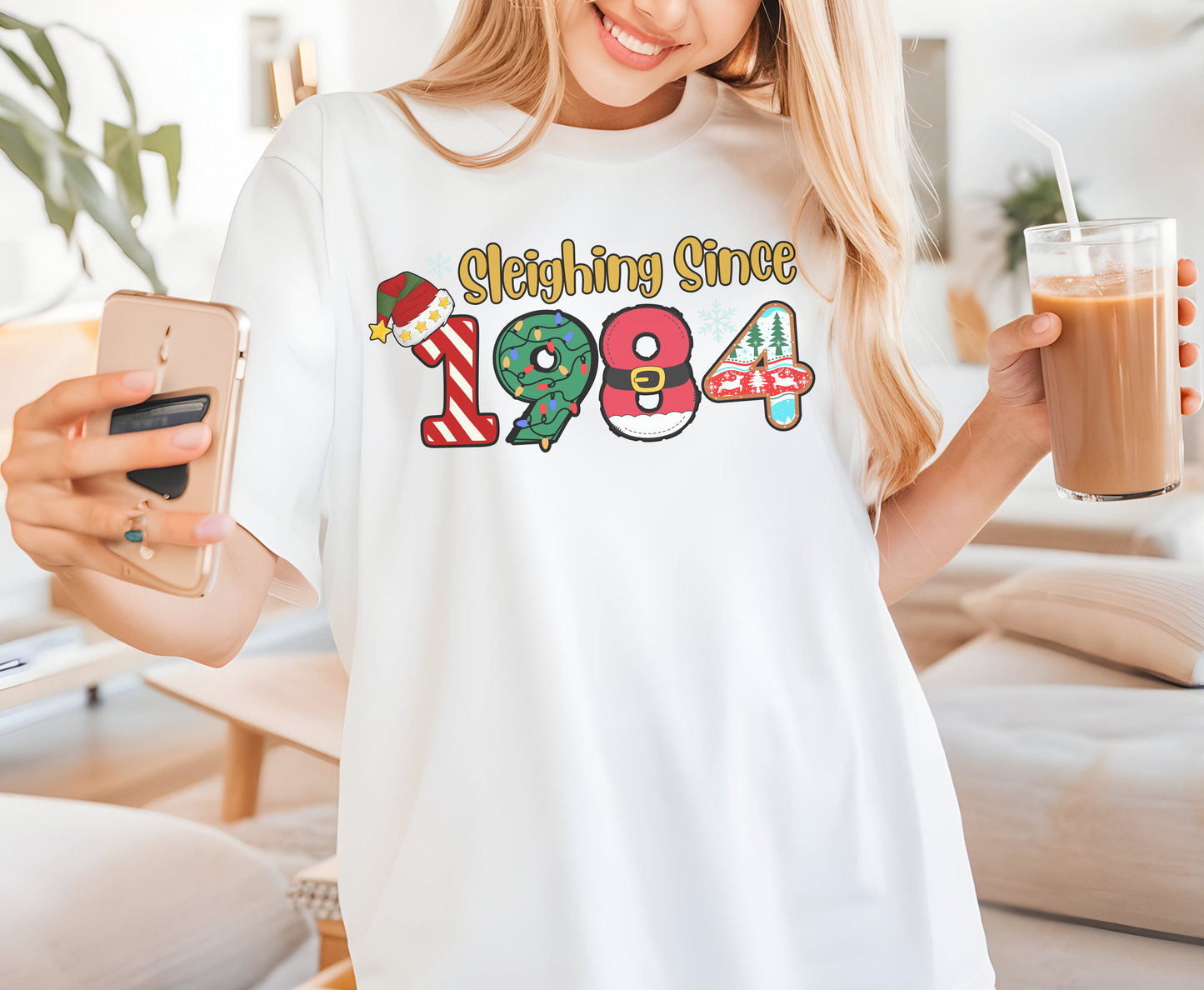 Sleighing since 1984 Festive Christmas Shirt for Men Women 40th Birthday Gifts for Her 40th Birthday 1985 Christmas Tees Sweatshirt Hoodie