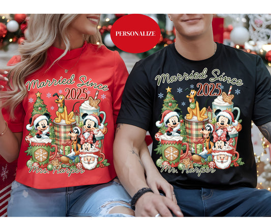 Personalized Couple Matching Christmas Tee Jumper - Mr and Mrs Christmas tops - Christmas Wedding Gifts