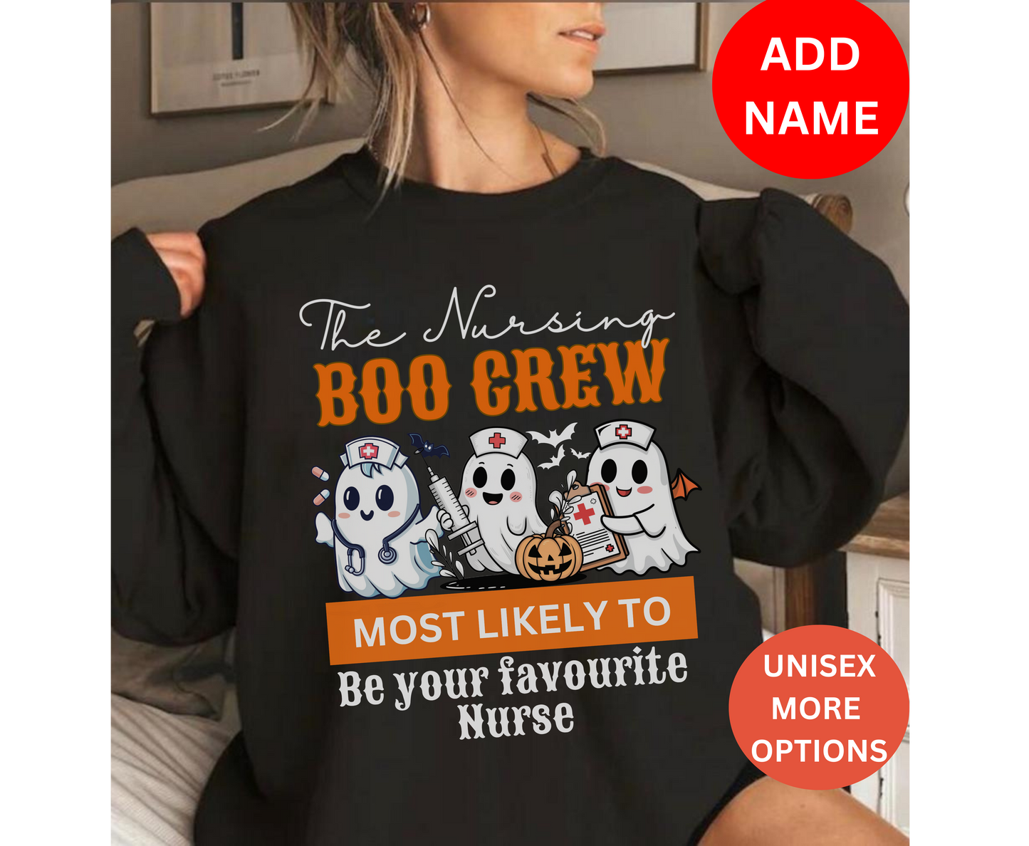 Custom Halloween Nursing Boo Crew Shirt for Men Women | Personalized Spooky Nurse Gift