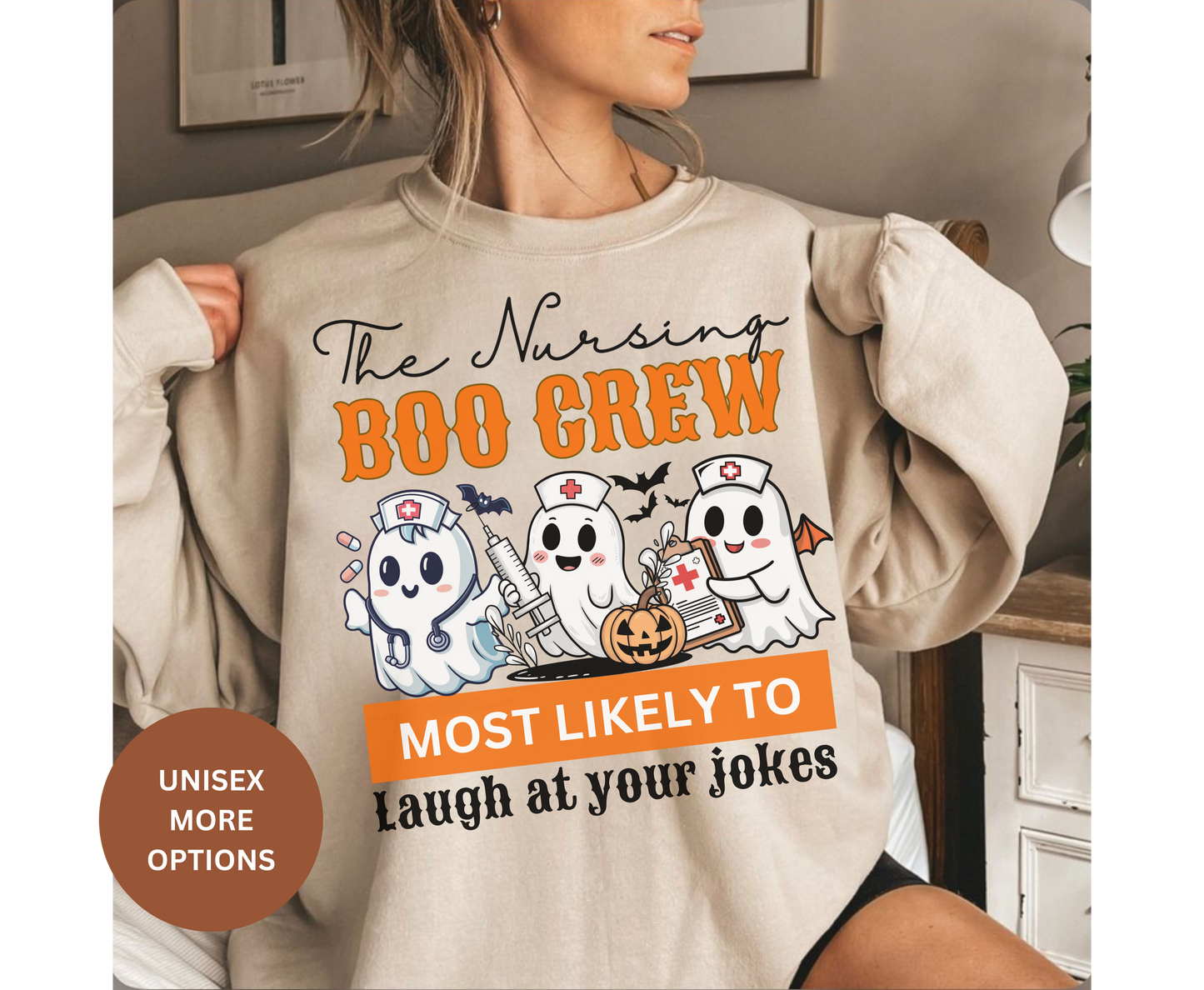 Custom Halloween Nursing Boo Crew Shirt for Men Women | Personalized Spooky Nurse Gift