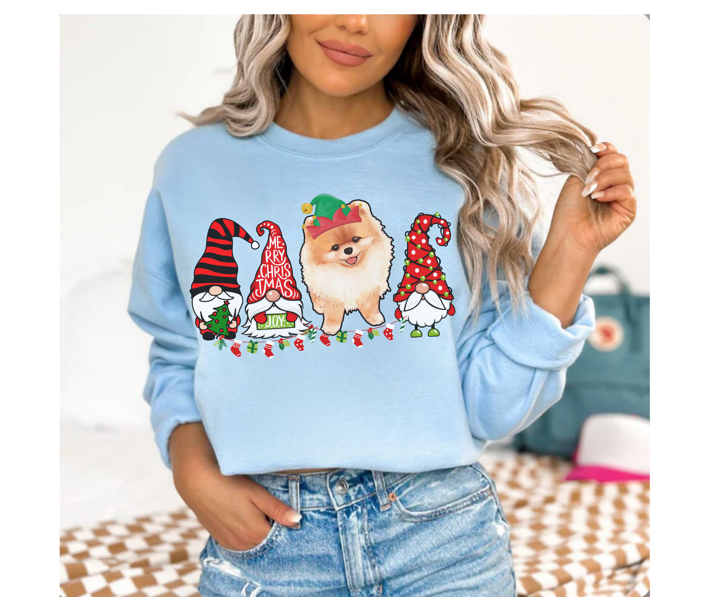 Pomeranian Winter Sweatshirt, Christmas Elf Gnome Lover Shirt Pomeranian Mom-Dad Hoodie Sweater gifts for Dog owner dog lover tshirt