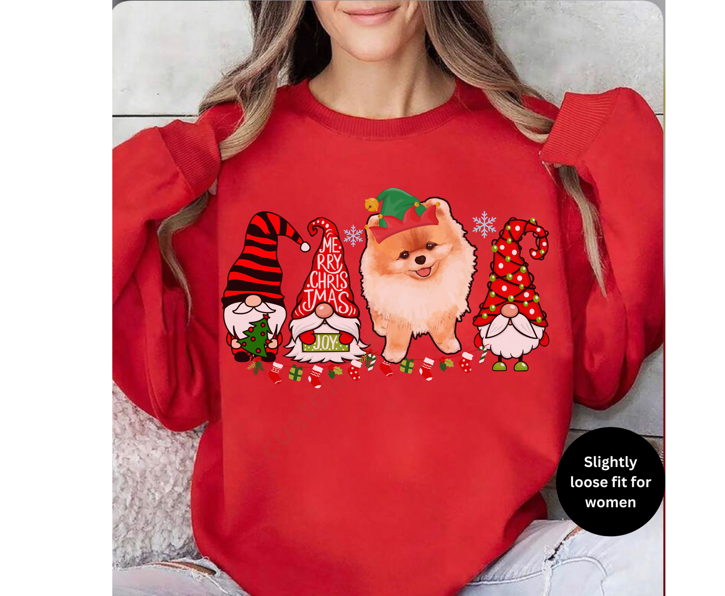 Pomeranian Winter Sweatshirt, Christmas Elf Gnome Lover Shirt Pomeranian Mom-Dad Hoodie Sweater gifts for Dog owner dog lover tshirt