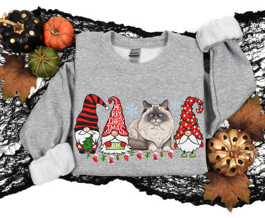 Festive Ragdoll Cat Christmas Shirt Cute Holiday Cat Lover Tee Sweatshirt Xmas Gift for Women Men Ragdoll Cat Owner Ragdoll Cat Owner Top