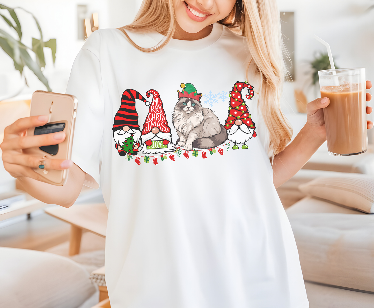 Festive Ragdoll Cat Christmas Shirt Cute Holiday Cat Lover Tee Sweatshirt Xmas Gift for Women Men Ragdoll Cat Owner Ragdoll Cat Owner Top