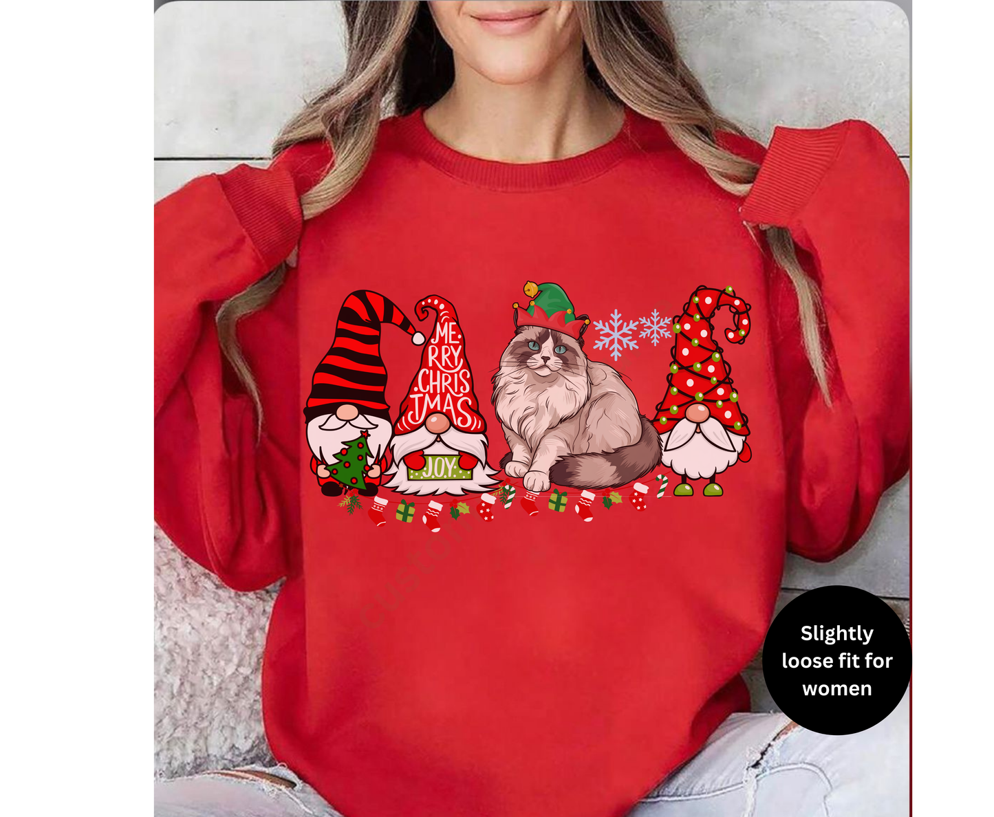 Festive Ragdoll Cat Christmas Shirt Cute Holiday Cat Lover Tee Sweatshirt Xmas Gift for Women Men Ragdoll Cat Owner Ragdoll Cat Owner Top