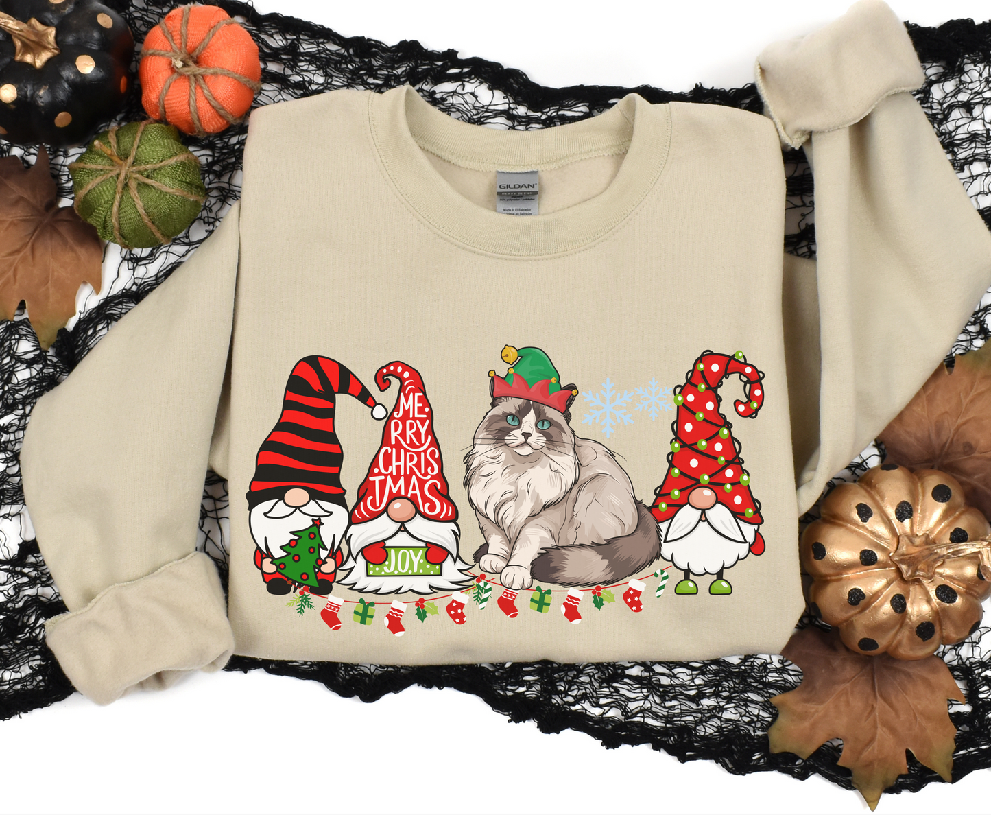 Festive Ragdoll Cat Christmas Shirt Cute Holiday Cat Lover Tee Sweatshirt Xmas Gift for Women Men Ragdoll Cat Owner Ragdoll Cat Owner Top