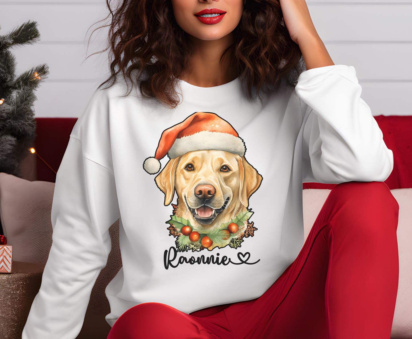 Custom Labrador Retriever Christmas T Shirt Cute Holiday Dog Lover Tee Sweatshirt Xmas