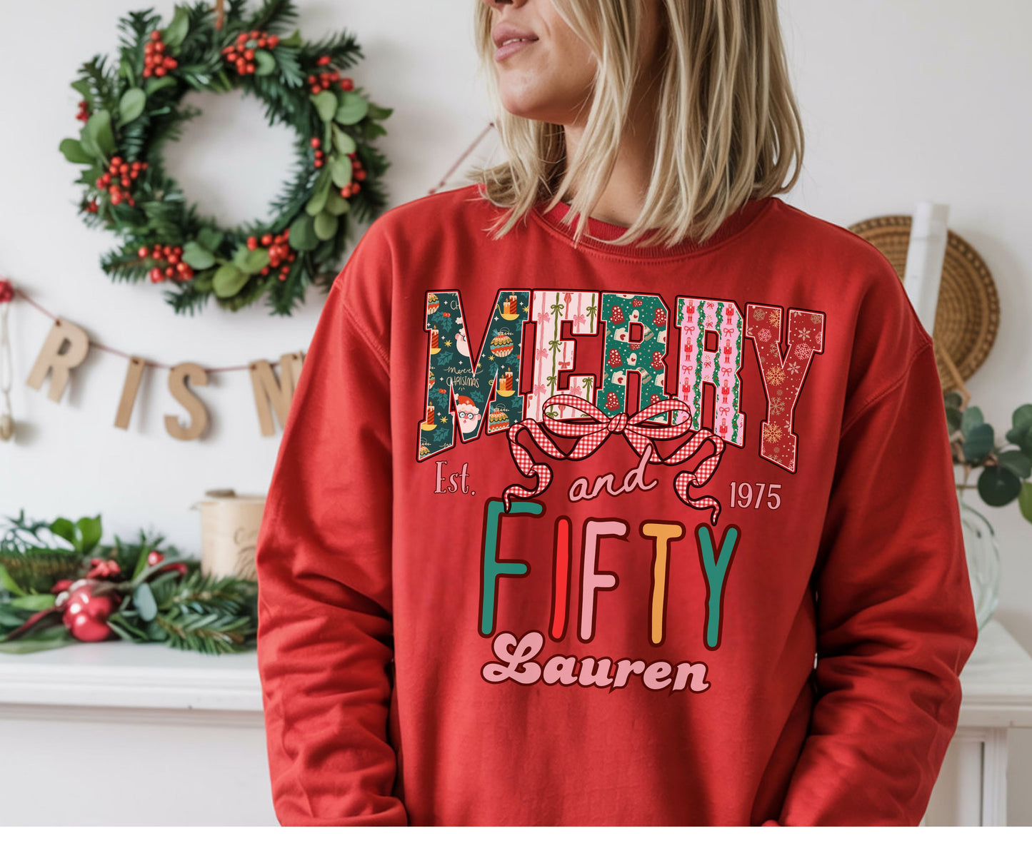 Merry and Fifty Christmas Birthday Shirts for Men Women - Unisex 50th Christmas Tee Sweatshirt 50th gifts