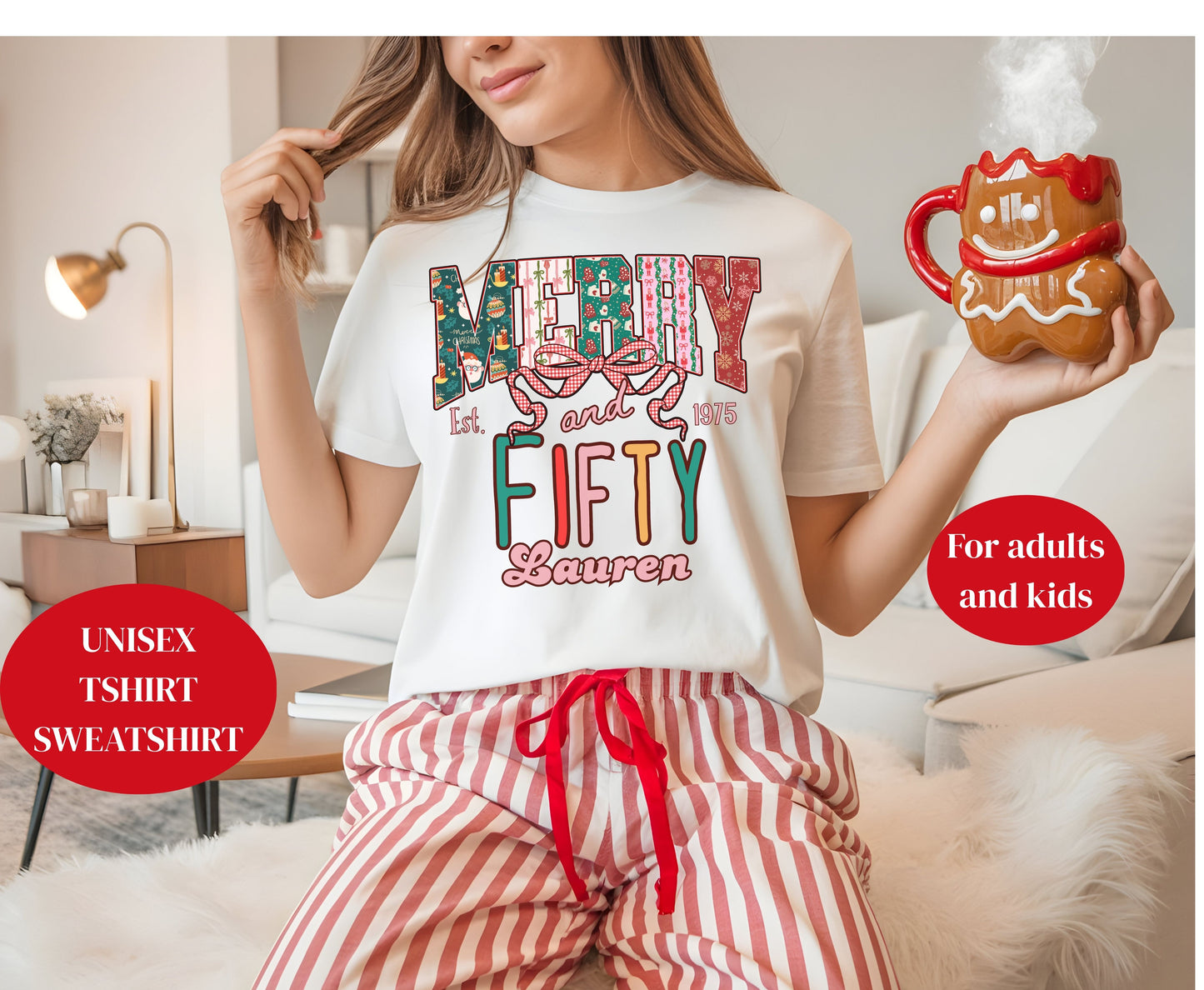 Merry and Fifty Christmas Birthday Shirts for Men Women - Unisex 50th Christmas Tee Sweatshirt 50th gifts