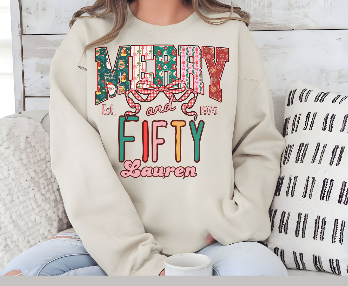 Merry and Fifty Christmas Birthday Shirts for Men Women - Unisex 50th Christmas Tee Sweatshirt 50th gifts