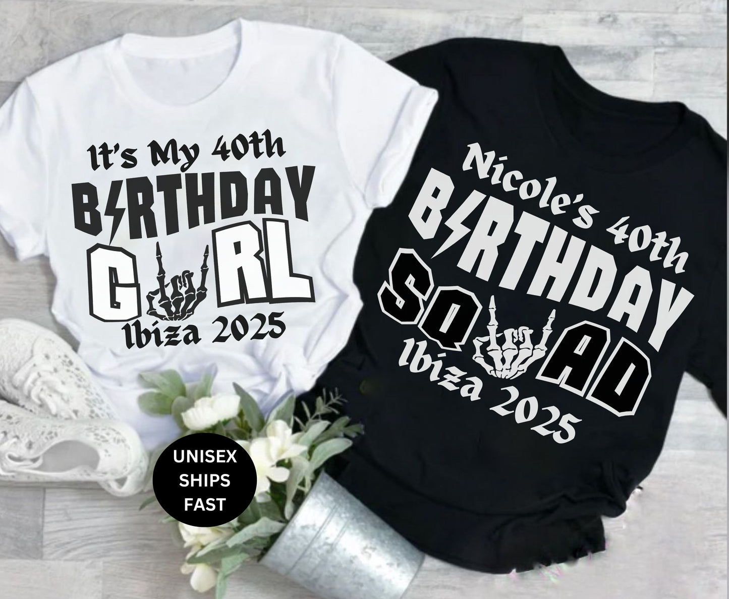 Custom 40th Rock N Roll Festival Birthday Party Tshirt Sweatshirt Jumper