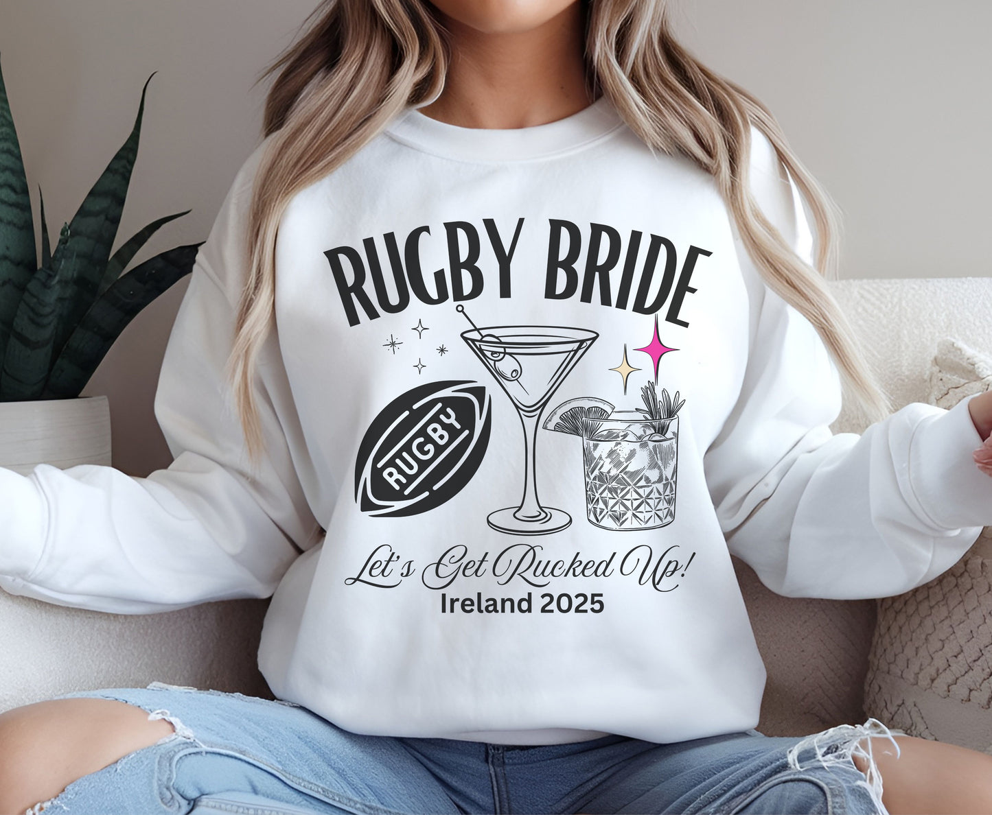 Custom Rugby game day Unisex Bachelorette Sweatshirt Hen Party Shirts