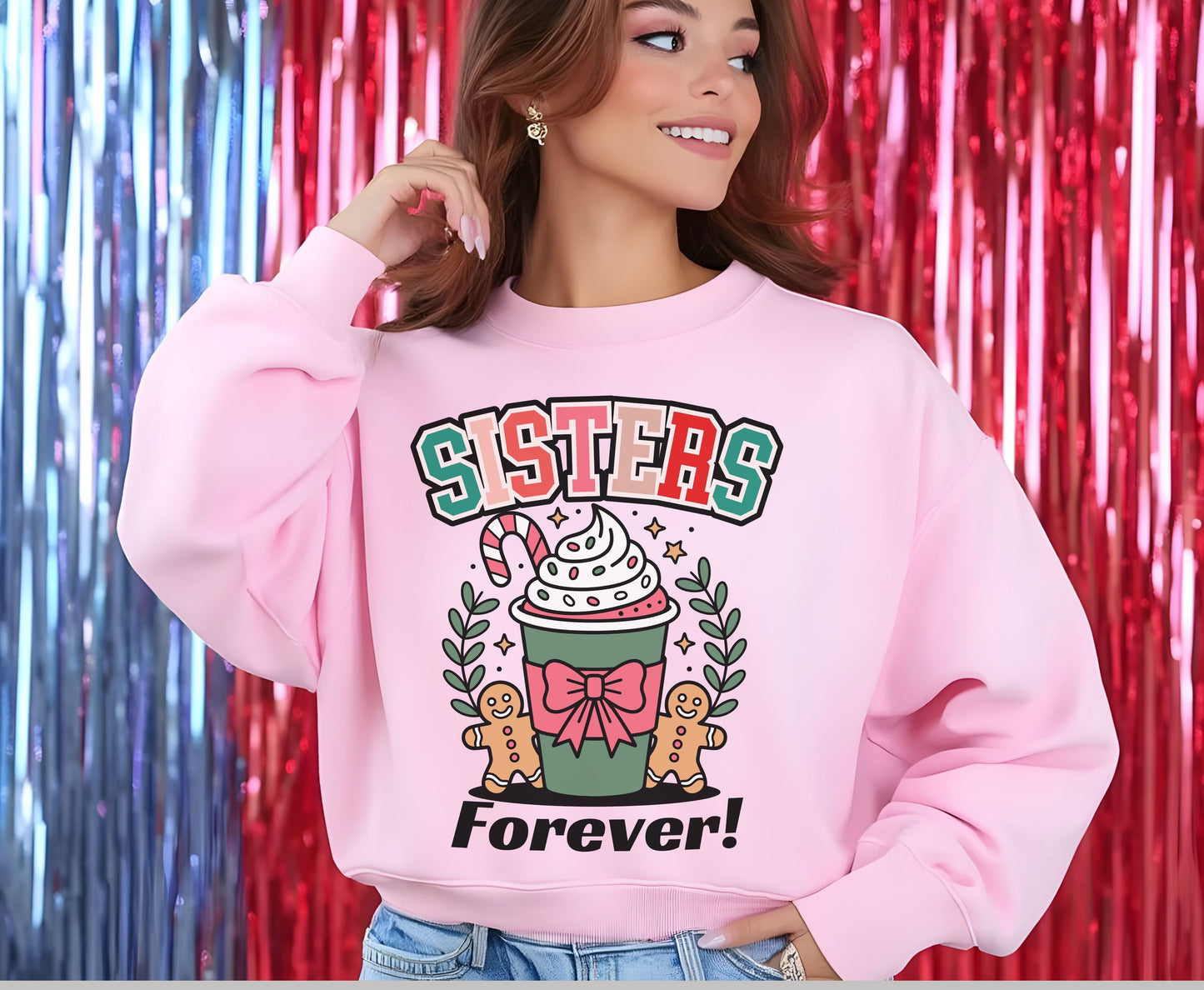 Sisters Forever Christmas Tee Jumper - Festive Gifts for Sisters