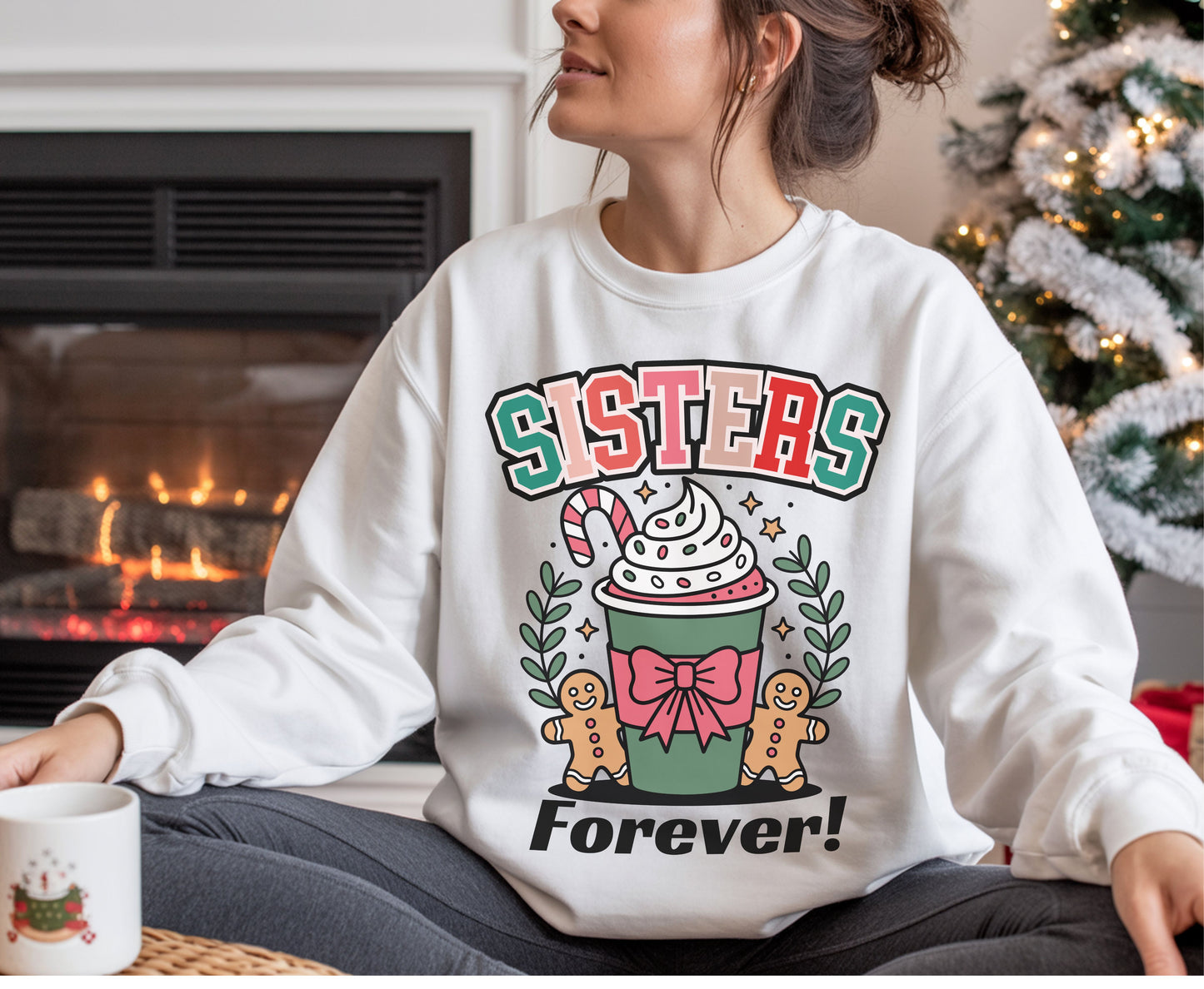 Sisters Forever Christmas Tee Jumper - Festive Gifts for Sisters