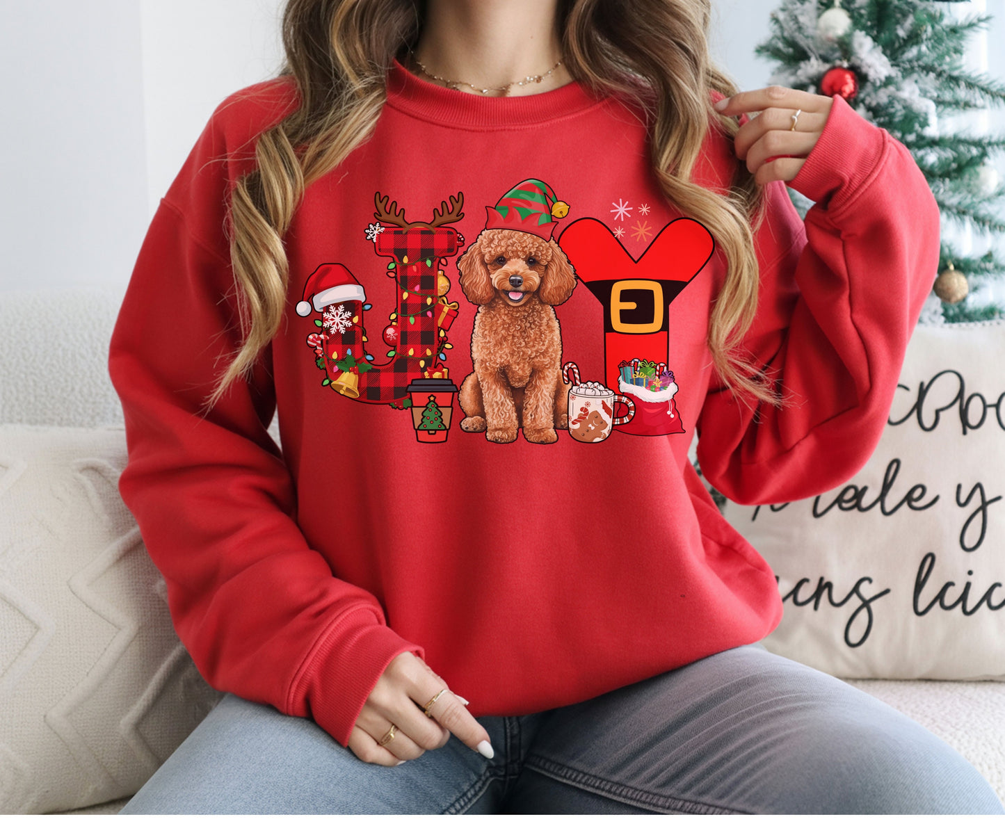 Poodle Dog Breed Christmas Tee Jumper - Poodle Dog mom dad Xmas Unisex Shirts