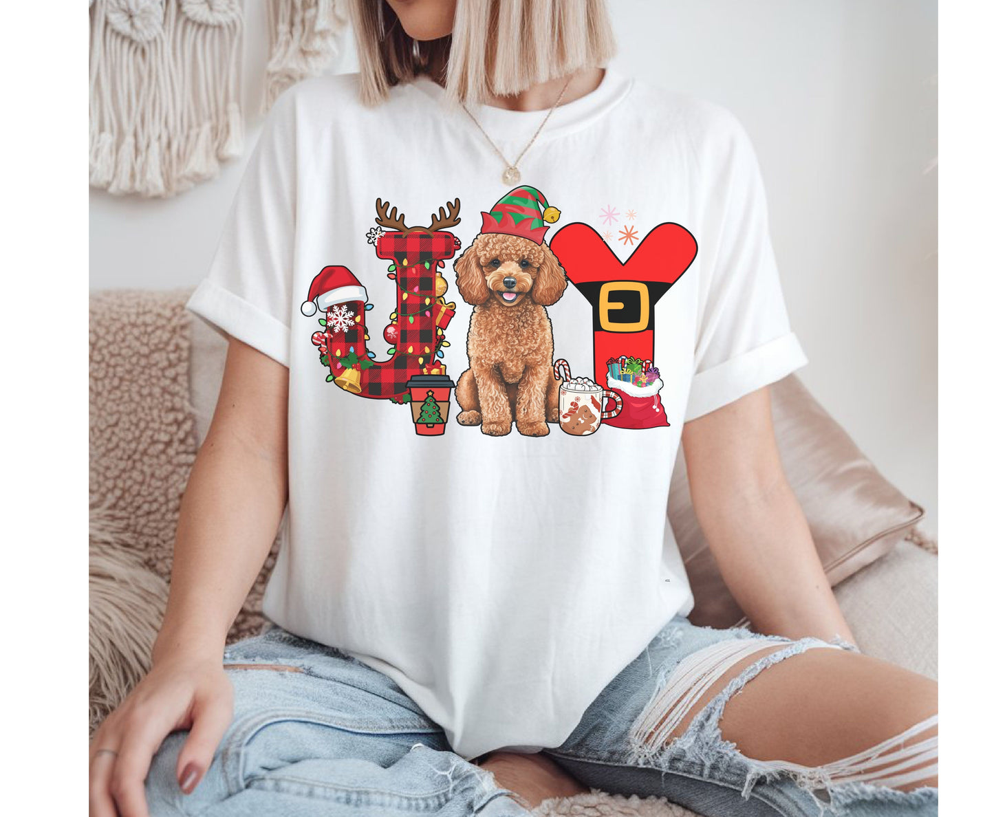 Poodle Dog Breed Christmas Tee Jumper - Poodle Dog mom dad Xmas Unisex Shirts