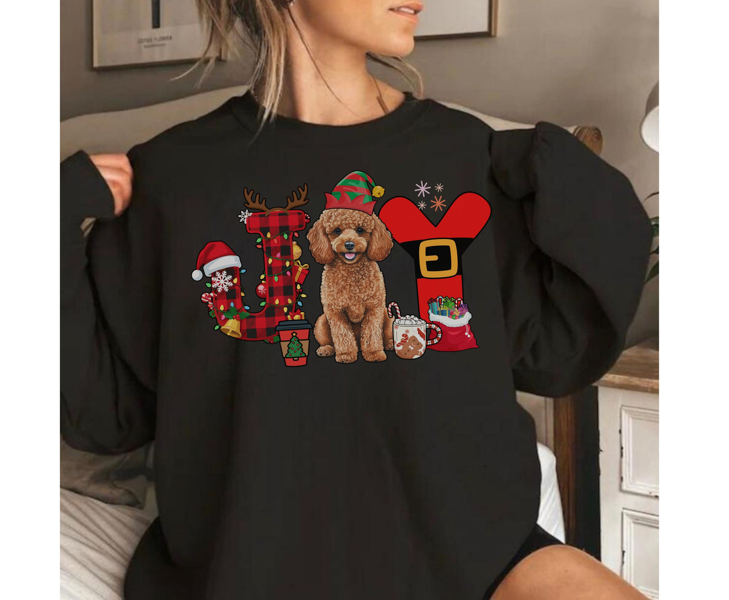 Poodle Dog Breed Christmas Tee Jumper - Poodle Dog mom dad Xmas Unisex Shirts