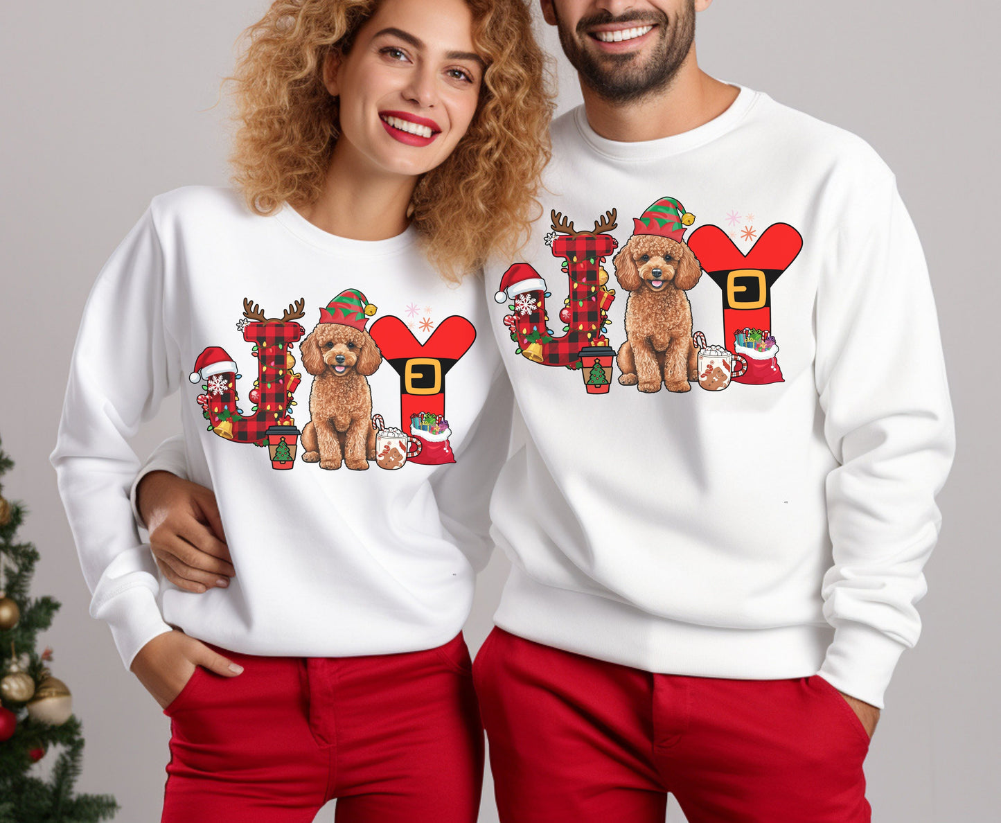 Poodle Dog Breed Christmas Tee Jumper - Poodle Dog mom dad Xmas Unisex Shirts