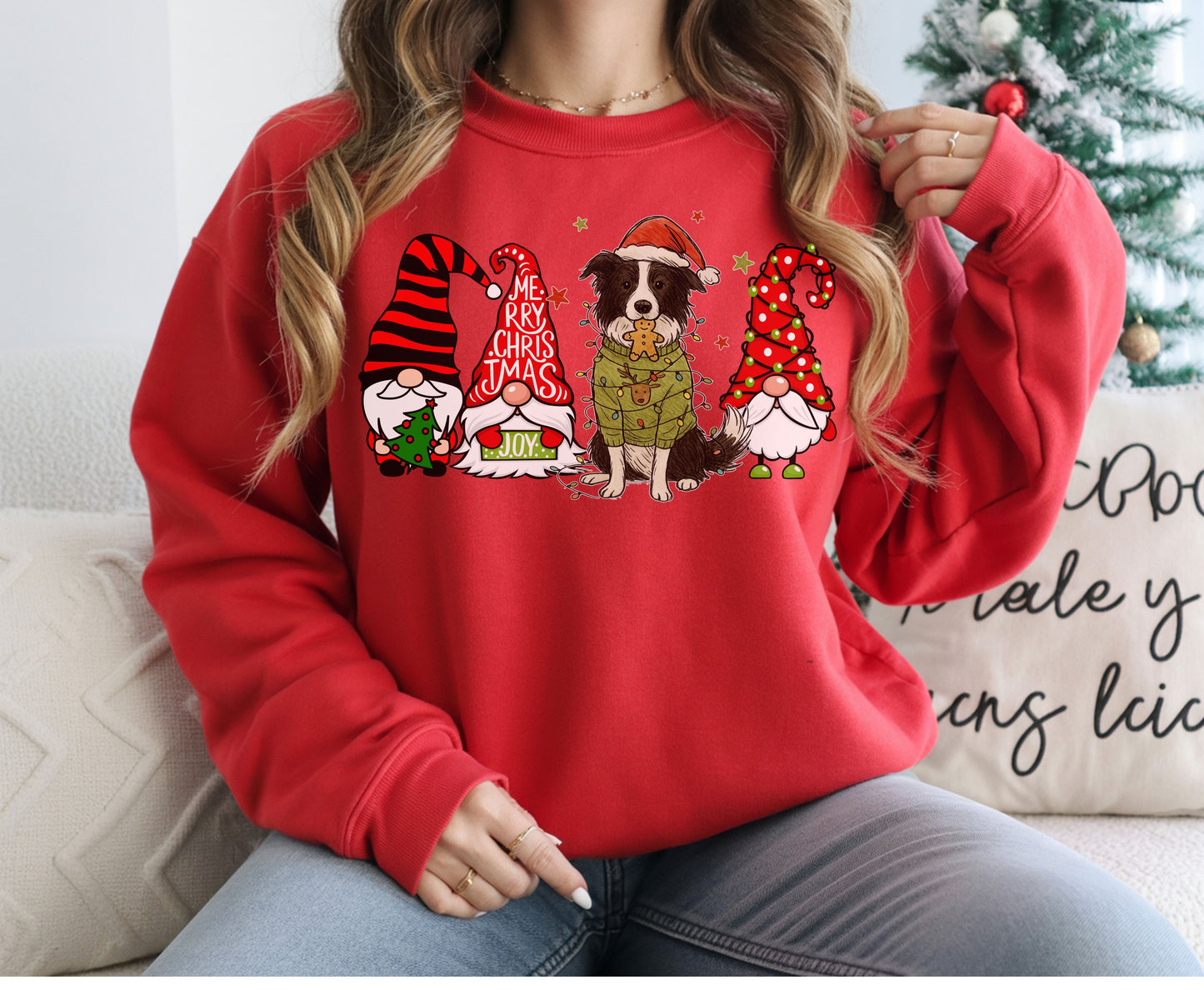 Border Collie Dog Breed Christmas Tee Jumper - Border Collie Dog mom dad Xmas Unisex Shirts