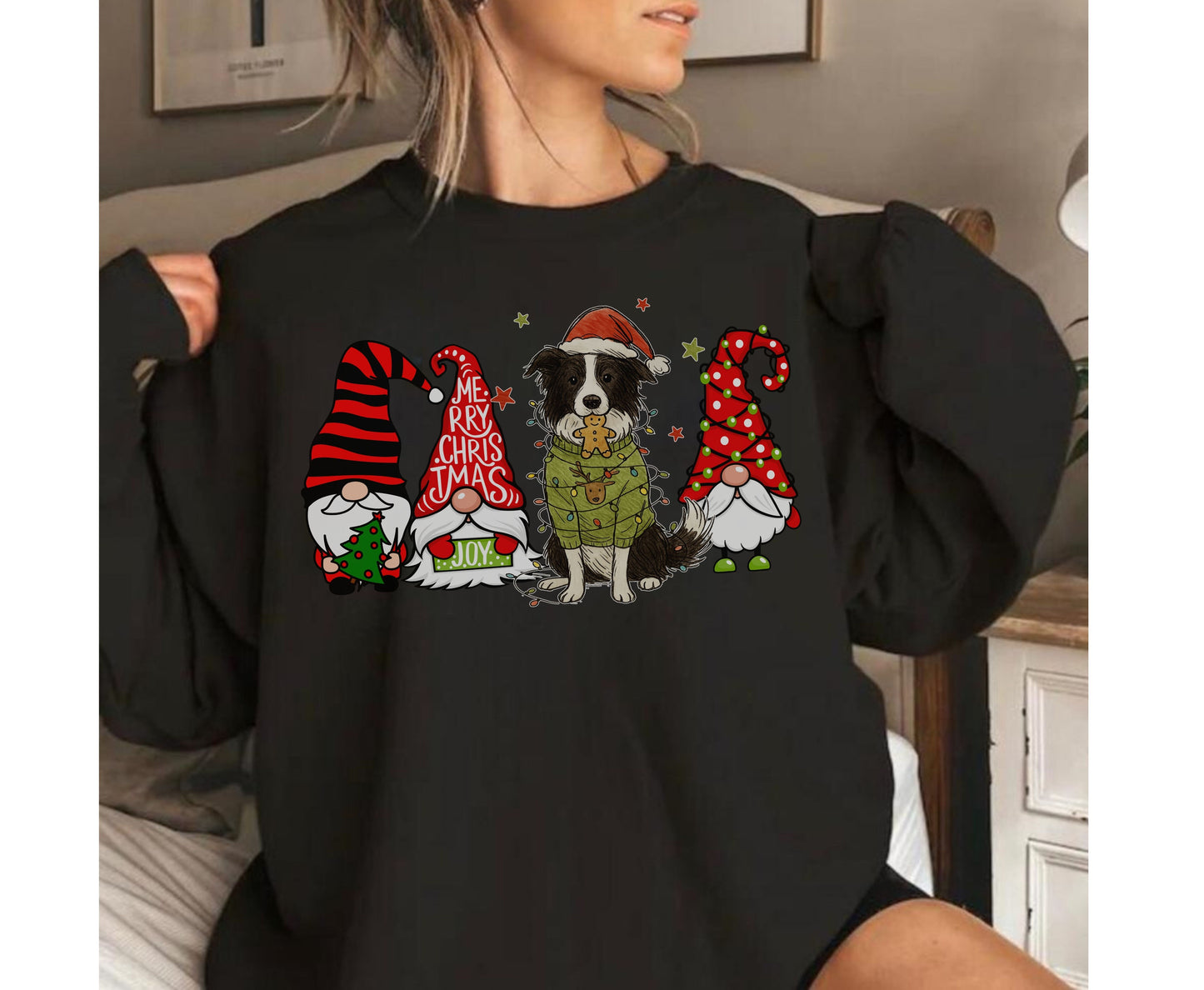 Border Collie Dog Breed Christmas Tee Jumper - Border Collie Dog mom dad Xmas Unisex Shirts