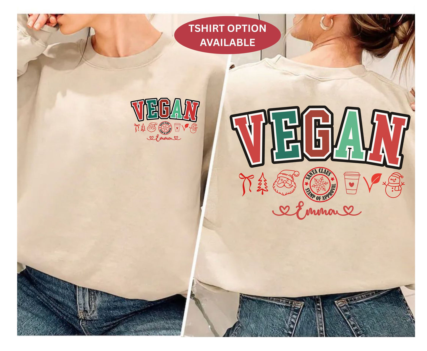 VSCO Vegan Christmas Shirts - Unisex Xmas Vegan Tee Sweatshirt for Men Women