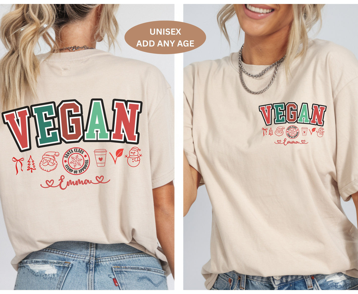 VSCO Vegan Christmas Shirts - Unisex Xmas Vegan Tee Sweatshirt for Men Women